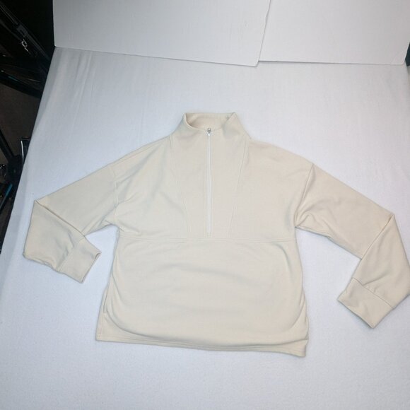 Varly Timberley Half-Zip Midlayer Women's Cement Ivory Marl Size S Drop Shoulder - Picture 8 of 13